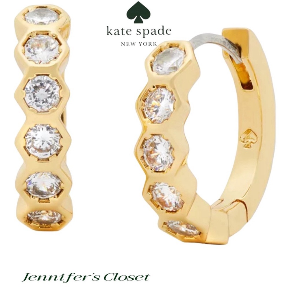Kate Spade Earrings NWT / Gold-Tone Small Stone Huggie Hoop Earrings
